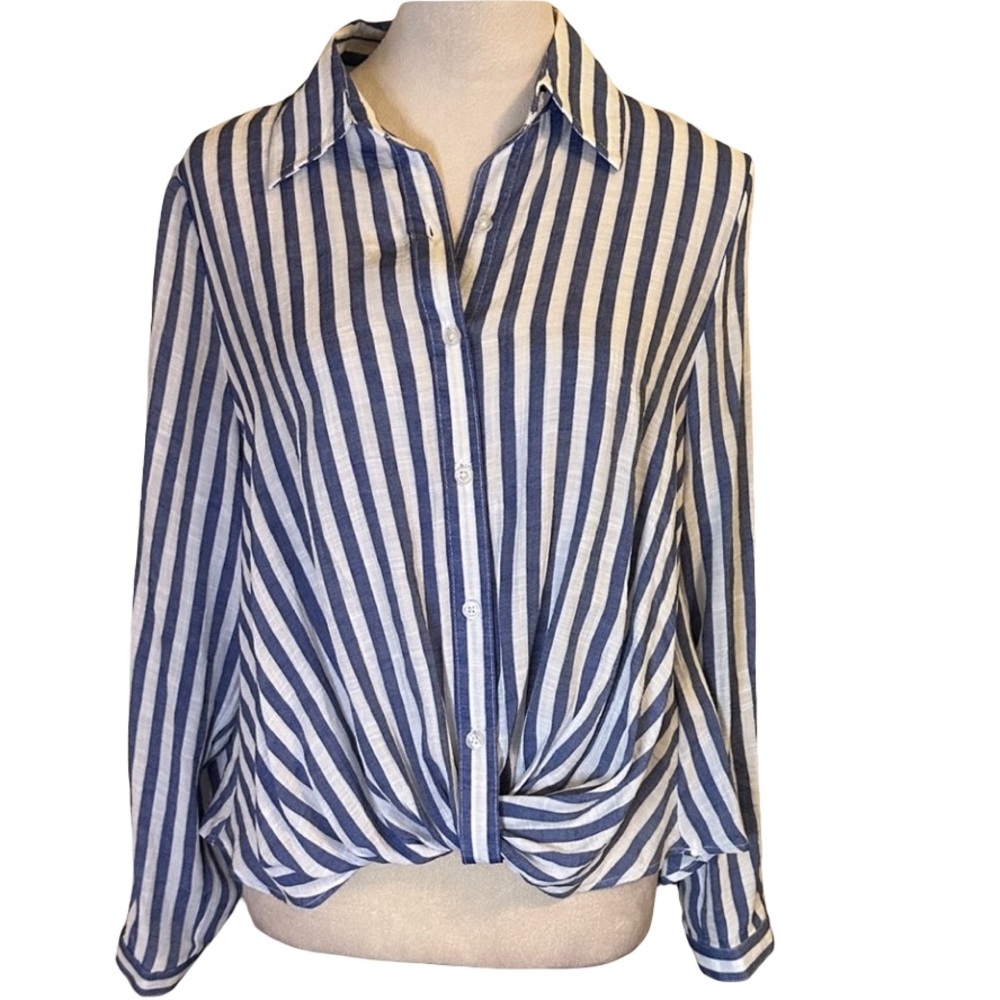 Classic Blue and White Striped Button Down Shirt